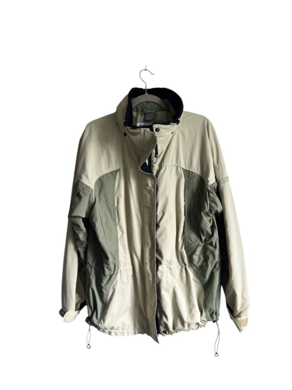 Columbia Sunrise Peak Sage Green & Beige Waterproof Shell Jacket Size XL